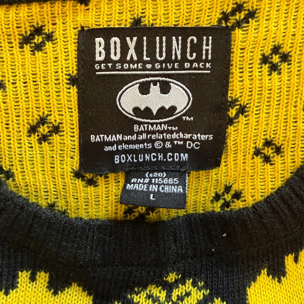 Festive Black and Yellow Batman Men's Crewneck Sweater - Picture 4 of 7